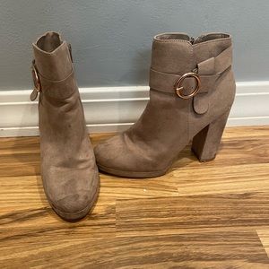 Ankle Booties, Size: 7, Beige
